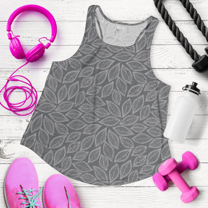 Elm Leave Grey Print Pattern Women Racerback Tank Top