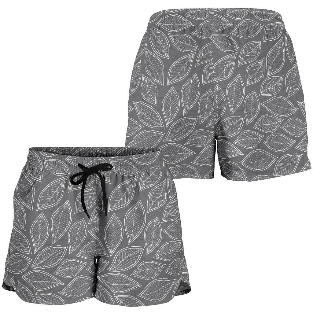 Elm Leave Grey Print Pattern Women Shorts-JTAMIGO.COM