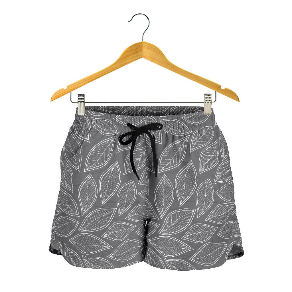 Elm Leave Grey Print Pattern Women Shorts-JTAMIGO.COM