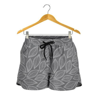 Elm Leave Grey Print Pattern Women Shorts-JTAMIGO.COM