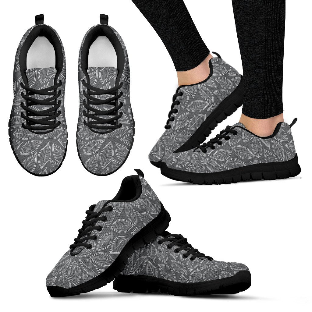 Elm Leave Grey Print Pattern Women Sneakers Shoes