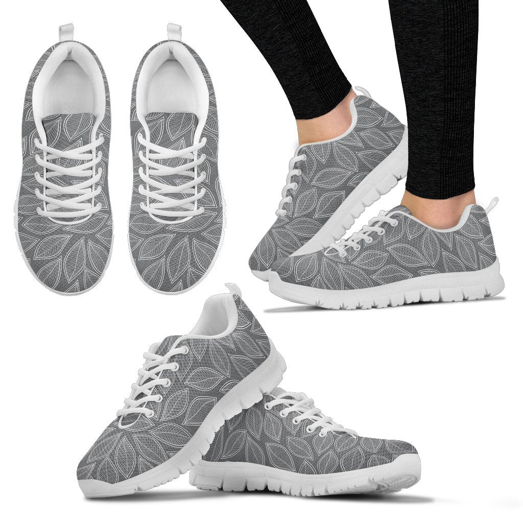 Elm Leave Grey Print Pattern Women Sneakers Shoes
