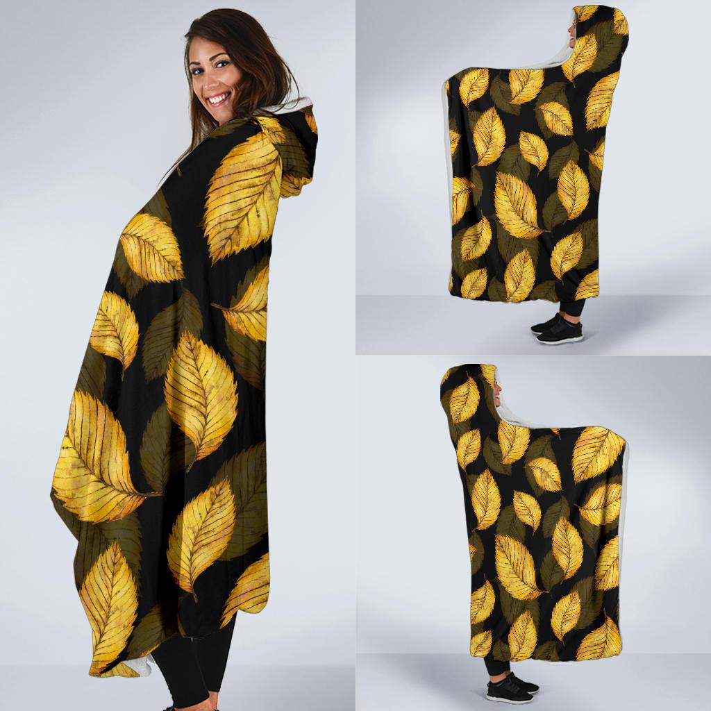 Elm Leave Summer Print Pattern Hooded Blanket-JTAMIGO.COM