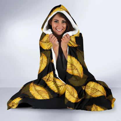 Elm Leave Summer Print Pattern Hooded Blanket-JTAMIGO.COM