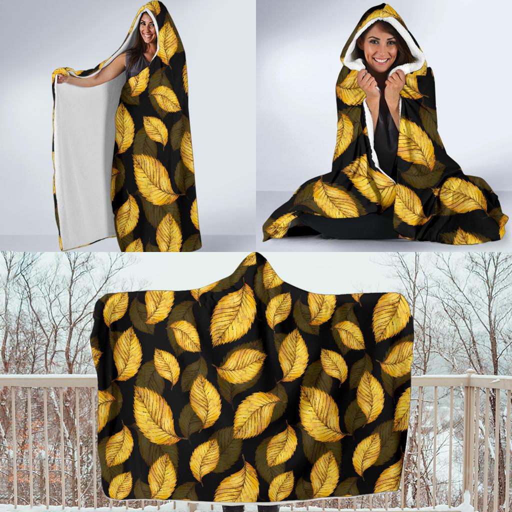 Elm Leave Summer Print Pattern Hooded Blanket-JTAMIGO.COM