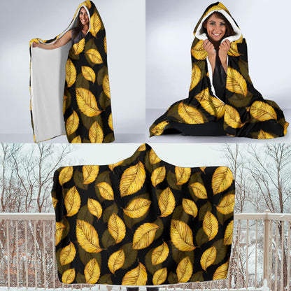 Elm Leave Summer Print Pattern Hooded Blanket-JTAMIGO.COM