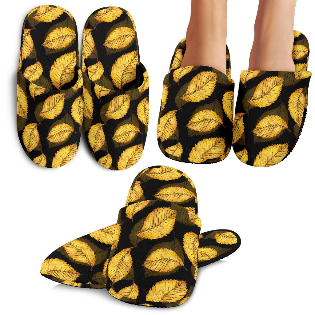 Elm Leave Summer Print Pattern House Slippers