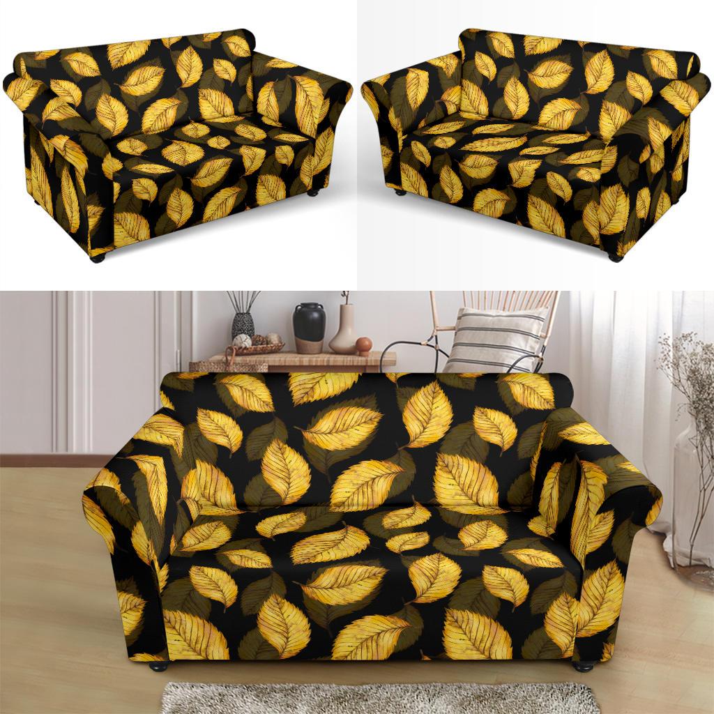 Elm Leave Summer Print Pattern Loveseat Slipcover-JTAMIGO.COM