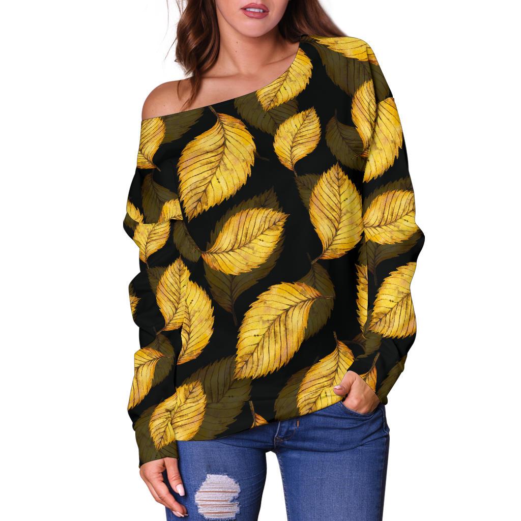 Elm Leave Summer Print Pattern Off Shoulder Sweatshirt