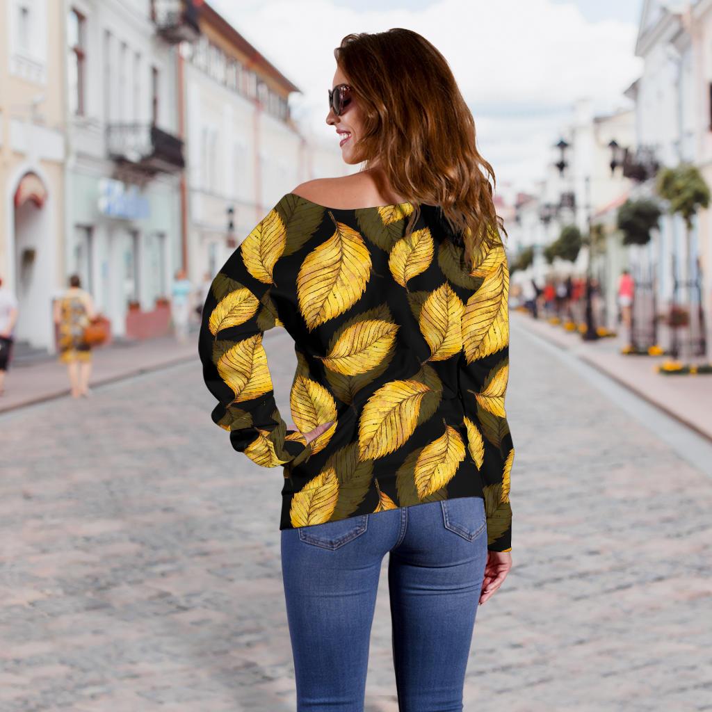 Elm Leave Summer Print Pattern Off Shoulder Sweatshirt