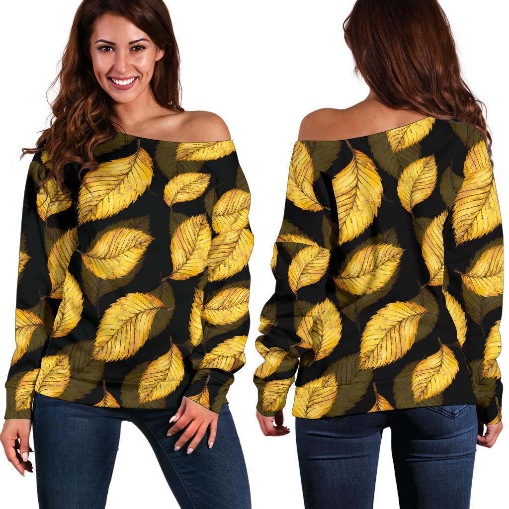 Elm Leave Summer Print Pattern Off Shoulder Sweatshirt