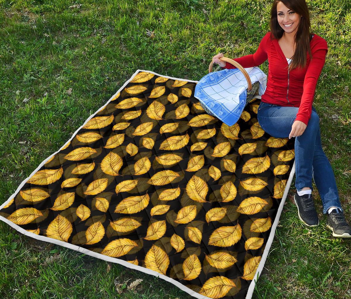 Elm Leave Summer Print Pattern Premium Quilt-JTAMIGO.COM