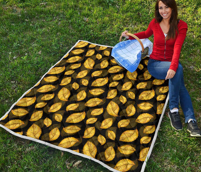 Elm Leave Summer Print Pattern Premium Quilt-JTAMIGO.COM