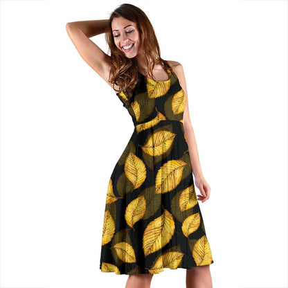 Elm Leave Summer Print Pattern Sleeveless Dress