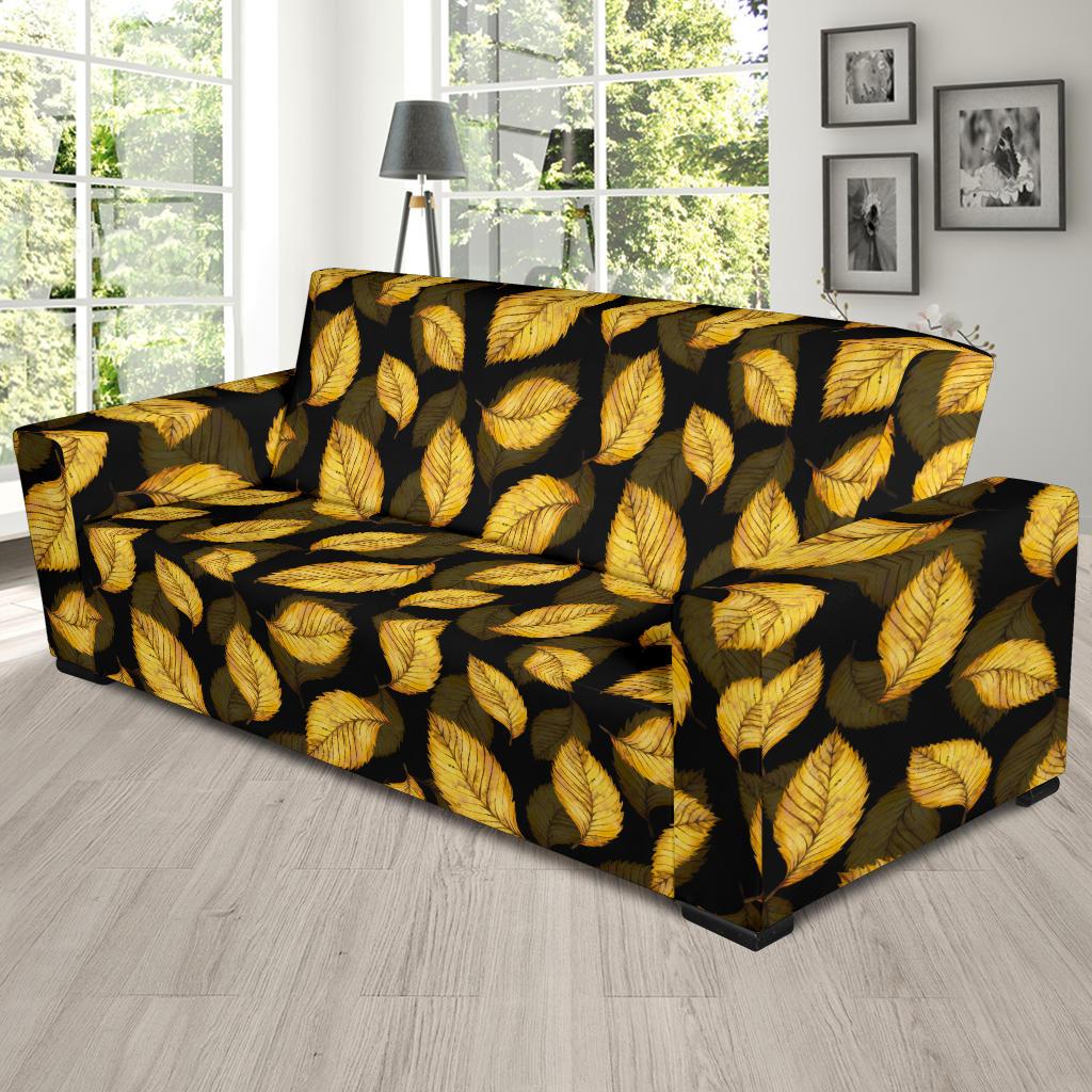 Elm Leave Summer Print Pattern Sofa Slipcover-JTAMIGO.COM