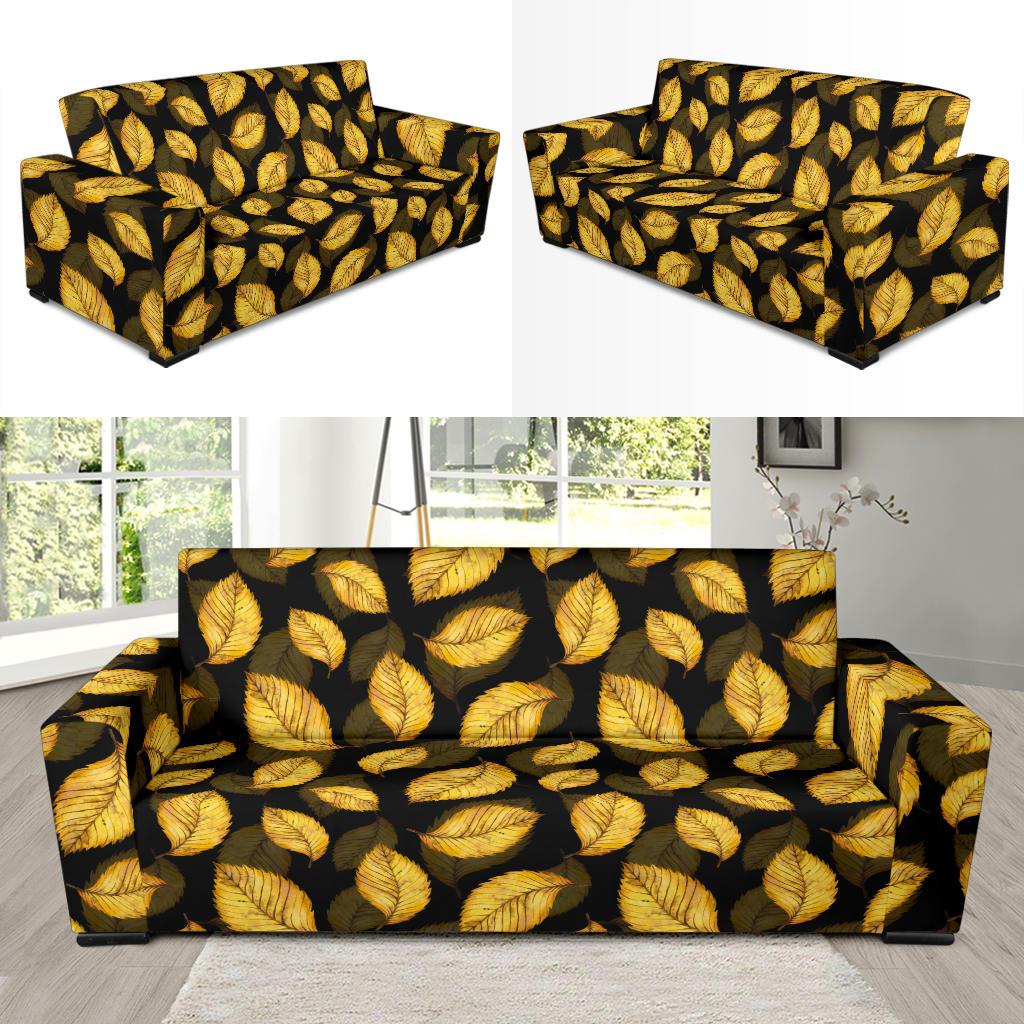 Elm Leave Summer Print Pattern Sofa Slipcover-JTAMIGO.COM