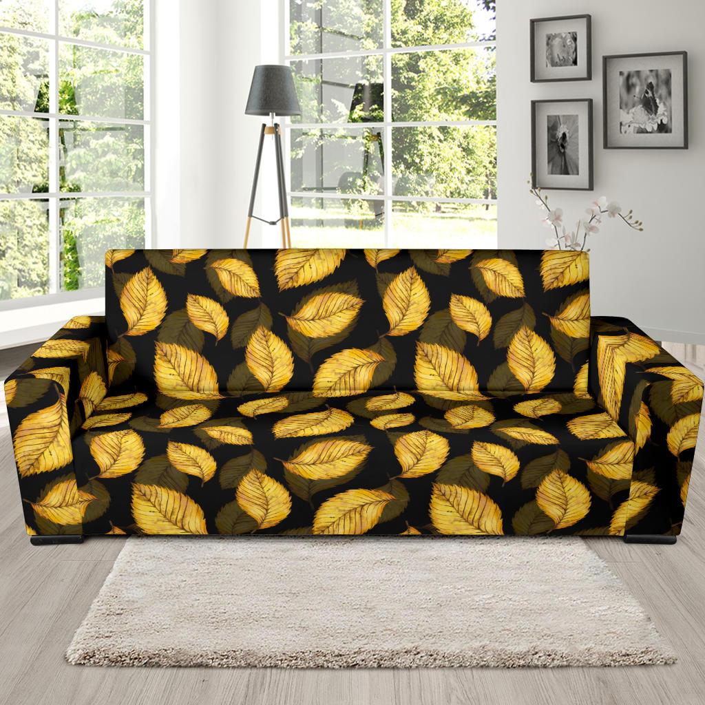 Elm Leave Summer Print Pattern Sofa Slipcover-JTAMIGO.COM