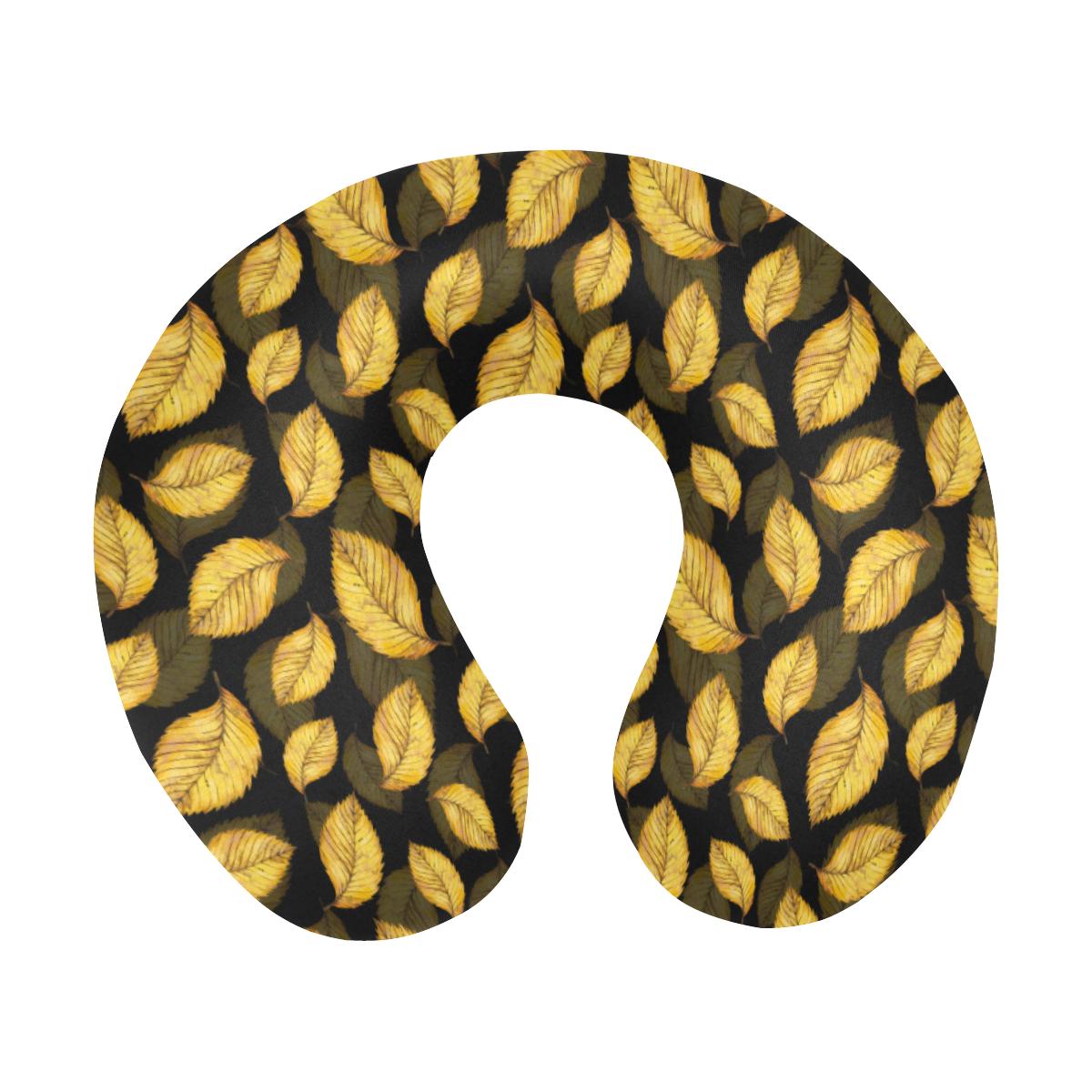 Elm Leave Summer Print Pattern U-Shaped Travel Neck Pillow-JTAMIGO.COM