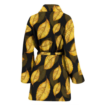 Elm Leave Summer Print Pattern Women Bath Robe-JTAMIGO.COM