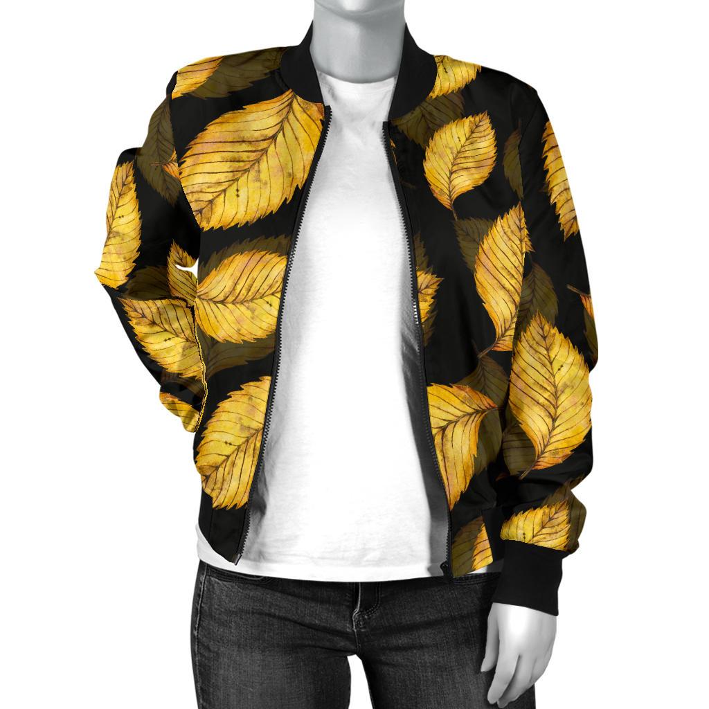 Elm Leave Summer Print Pattern Women Casual Bomber Jacket