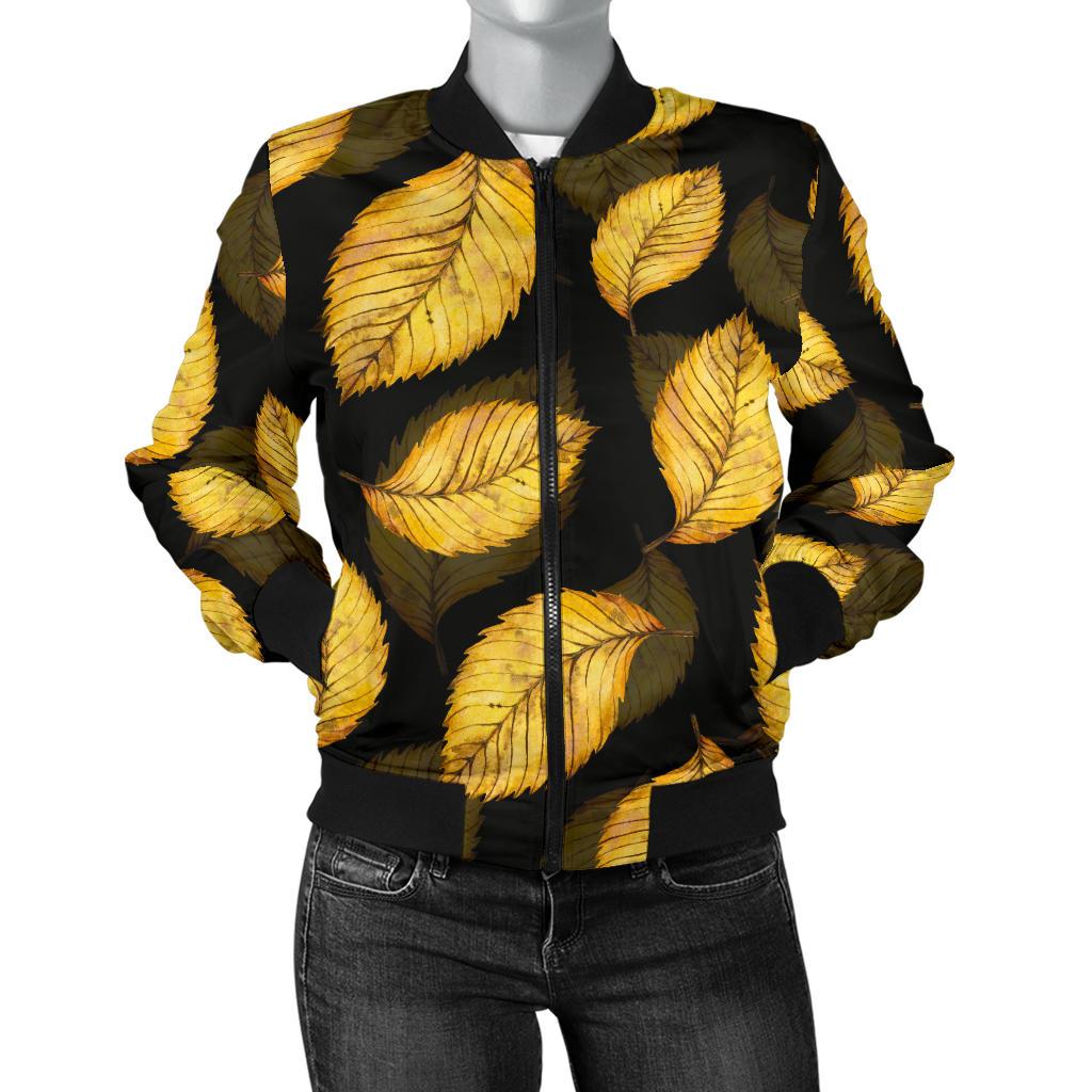 Elm Leave Summer Print Pattern Women Casual Bomber Jacket