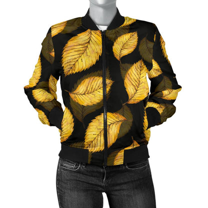 Elm Leave Summer Print Pattern Women Casual Bomber Jacket