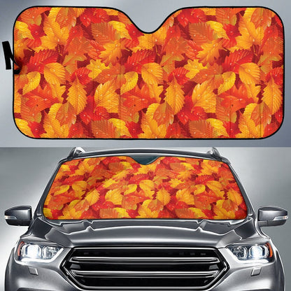 Elm Leaves Autumn Print Pattern Car Sun Shade For Windshield