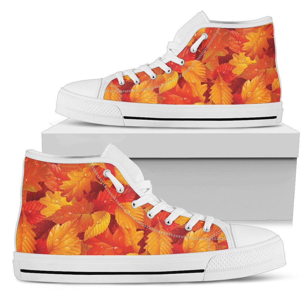 Elm Leaves Autumn Print Pattern Women High Top Shoes