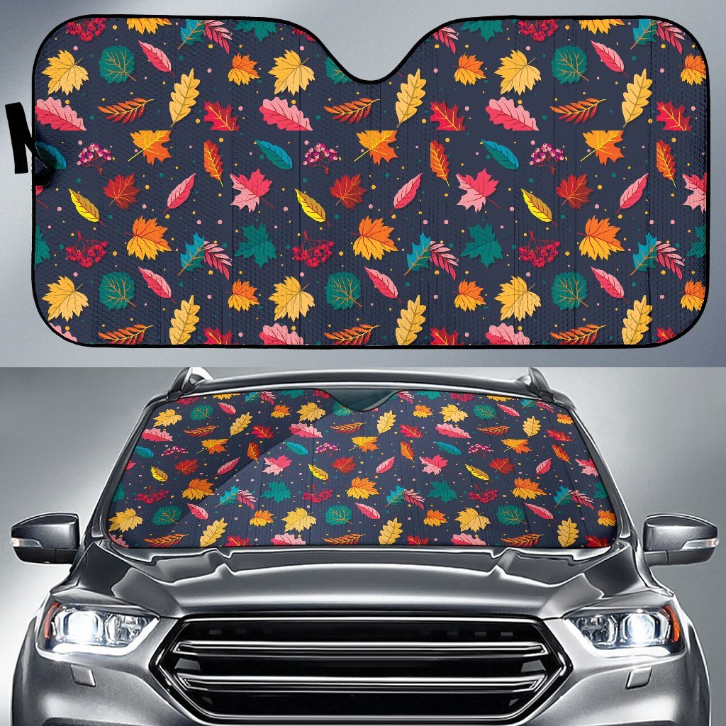 Elm Leaves Colorful Print Pattern Car Sun Shade For Windshield