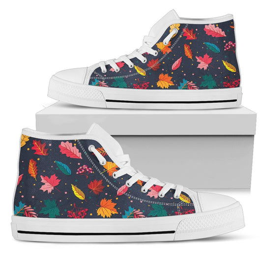 Elm Leaves Colorful Print Pattern Women High Top Shoes