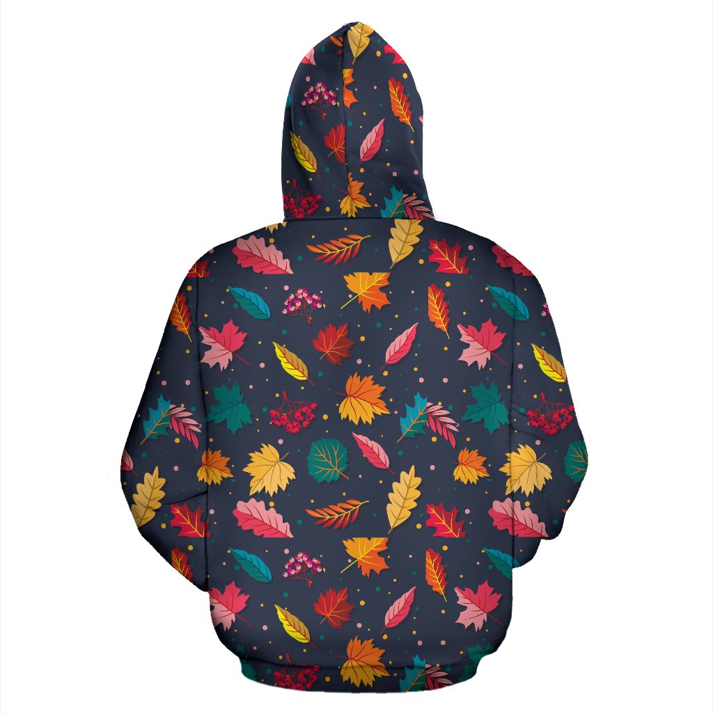 Elm Leaves Colorful Print Pattern Zip Up Hoodie