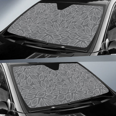 Elm Leaves Grey Print Pattern Car Sun Shade For Windshield