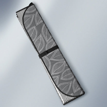 Elm Leaves Grey Print Pattern Car Sun Shade For Windshield