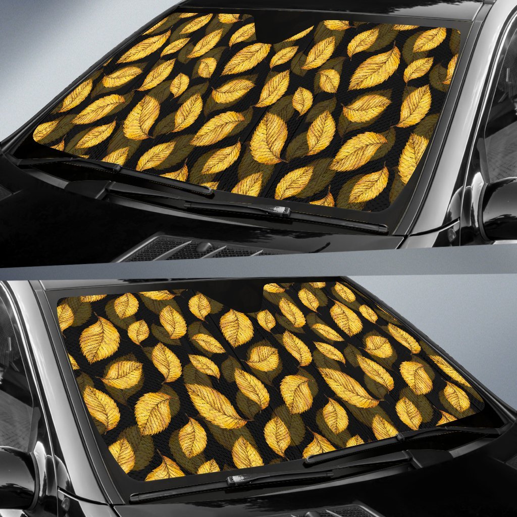Elm Leaves Summer Print Pattern Car Sun Shade For Windshield