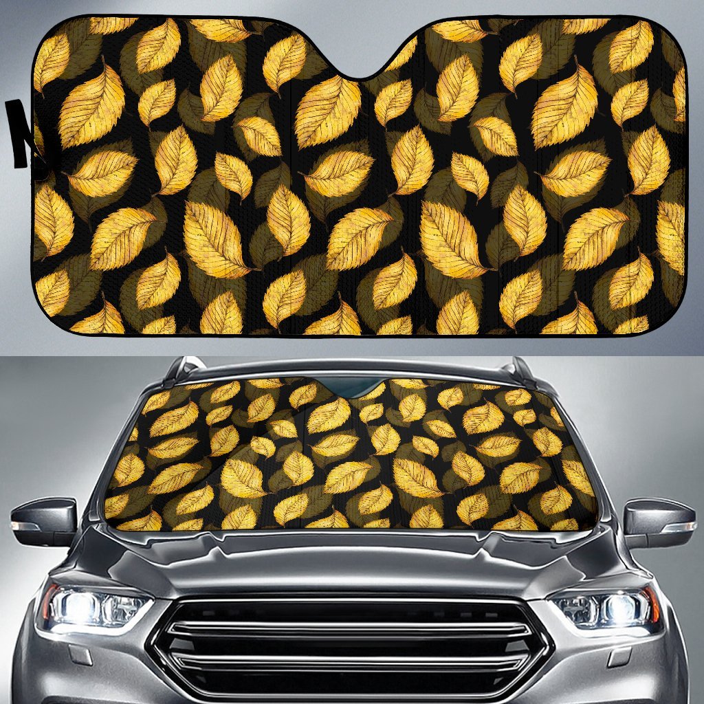 Elm Leaves Summer Print Pattern Car Sun Shade For Windshield