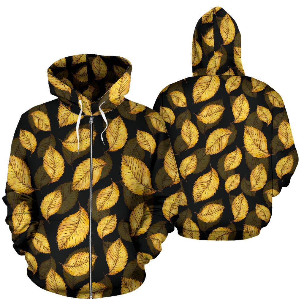 Elm Leaves Summer Print Pattern Zip Up Hoodie