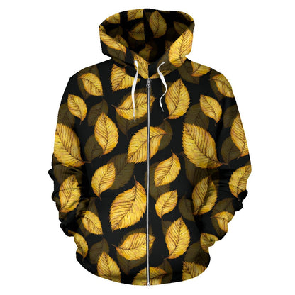 Elm Leaves Summer Print Pattern Zip Up Hoodie