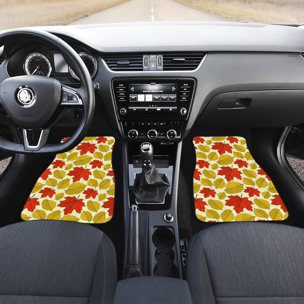 Elm Maple Leave Print Pattern Car Floor Mats