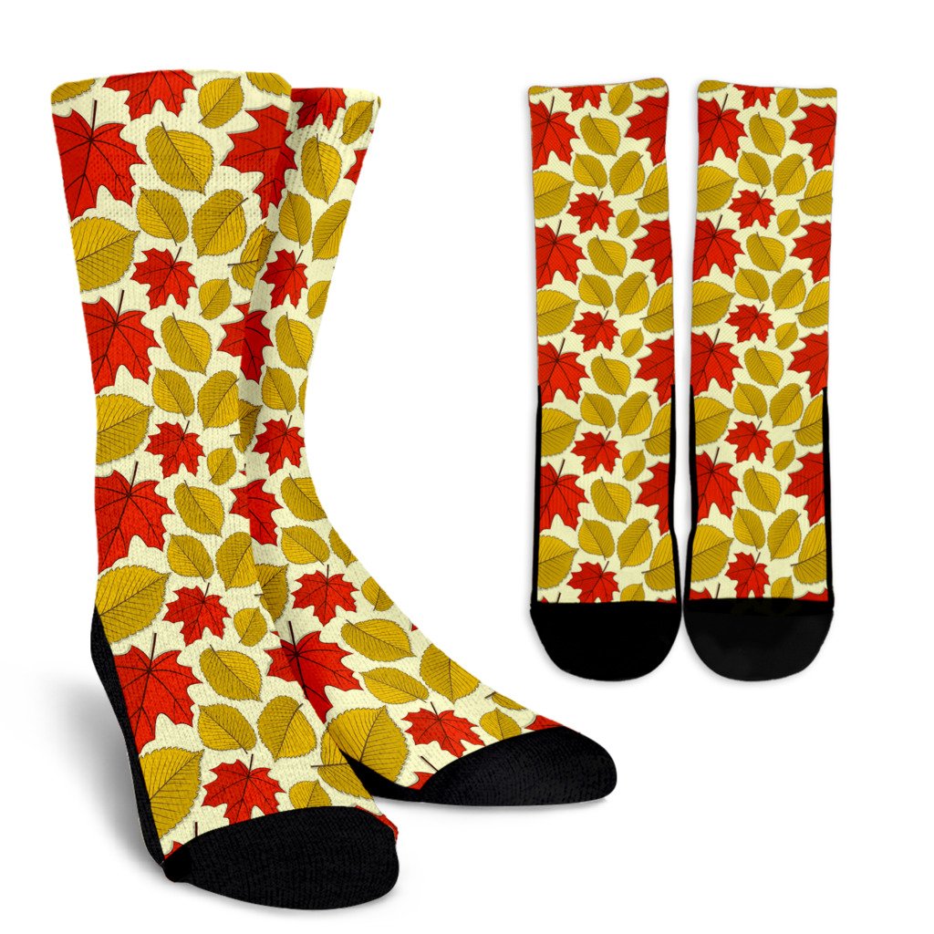 Elm Maple Leave Print Pattern Crew Socks