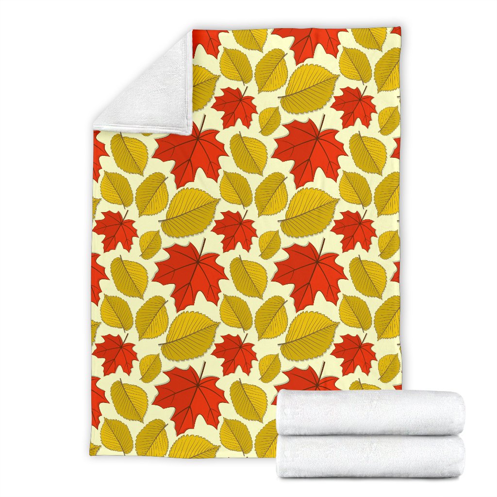Elm Maple Leave Print Pattern Fleece Blanket