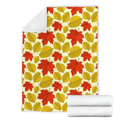 Elm Maple Leave Print Pattern Fleece Blanket