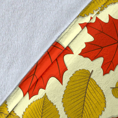 Elm Maple Leave Print Pattern Fleece Blanket