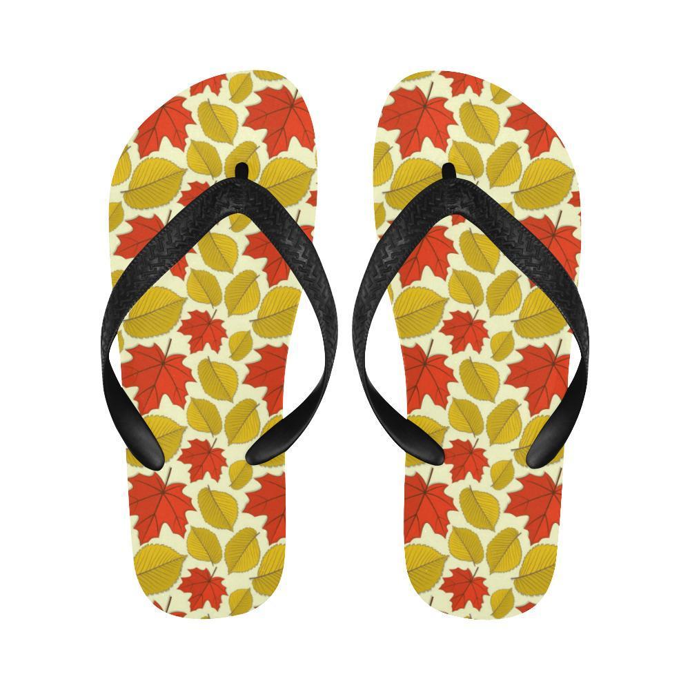 Elm Maple Leave Print Pattern Flip Flops-JTAMIGO.COM
