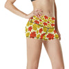 Elm Maple Leave Print Pattern High Waisted Spandex Shorts-JTAMIGO.COM