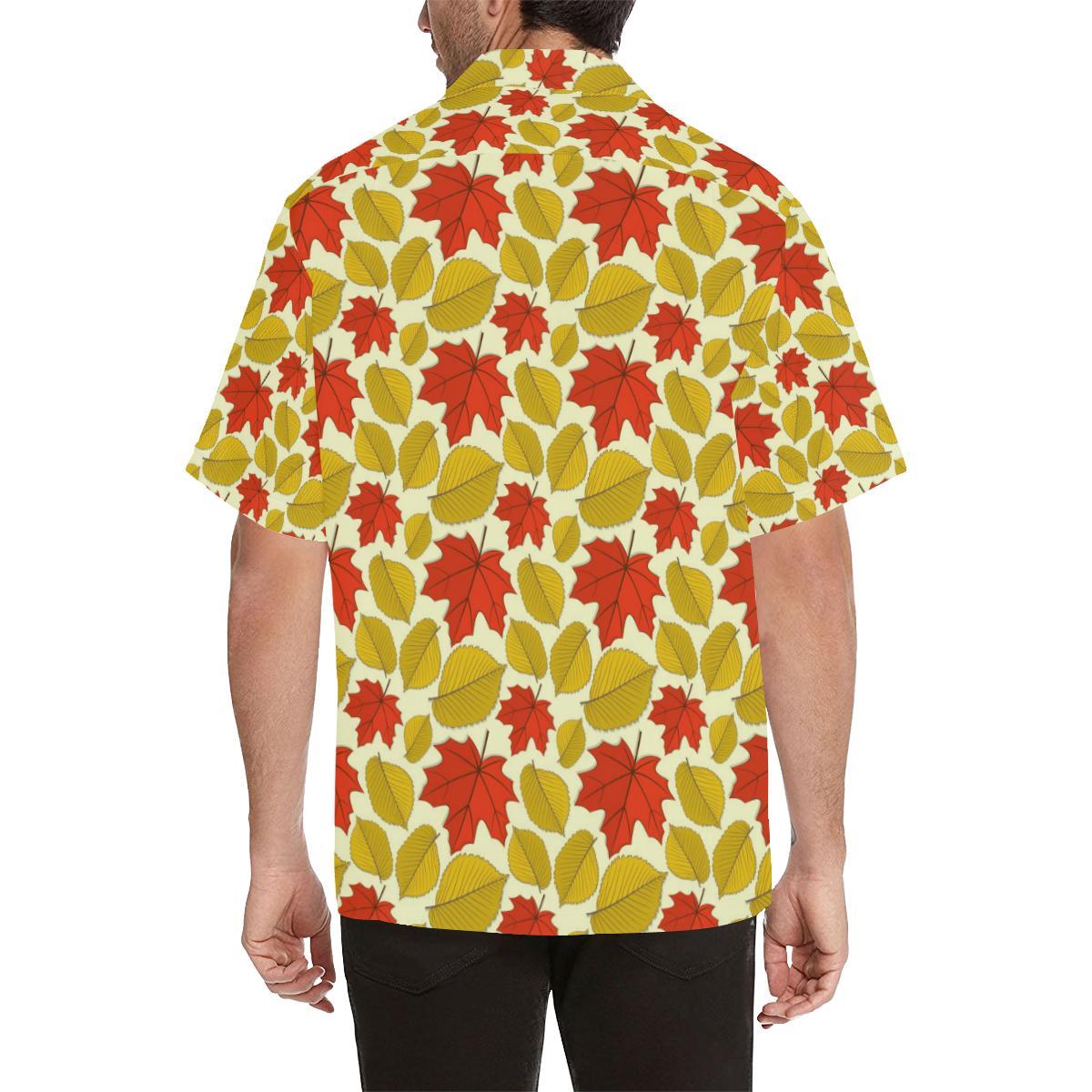 Elm Maple Leave Print Pattern Men Aloha Hawaiian Shirt