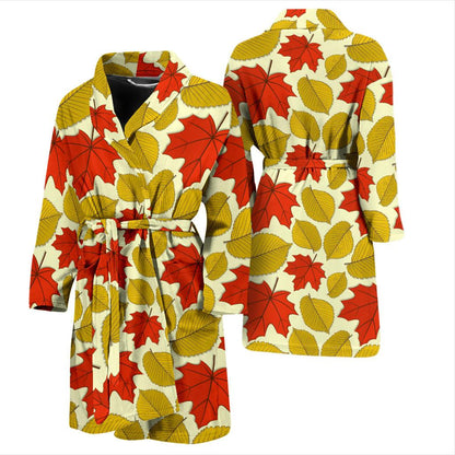 Elm Maple Leave Print Pattern Men Bath Robe-JTAMIGO.COM