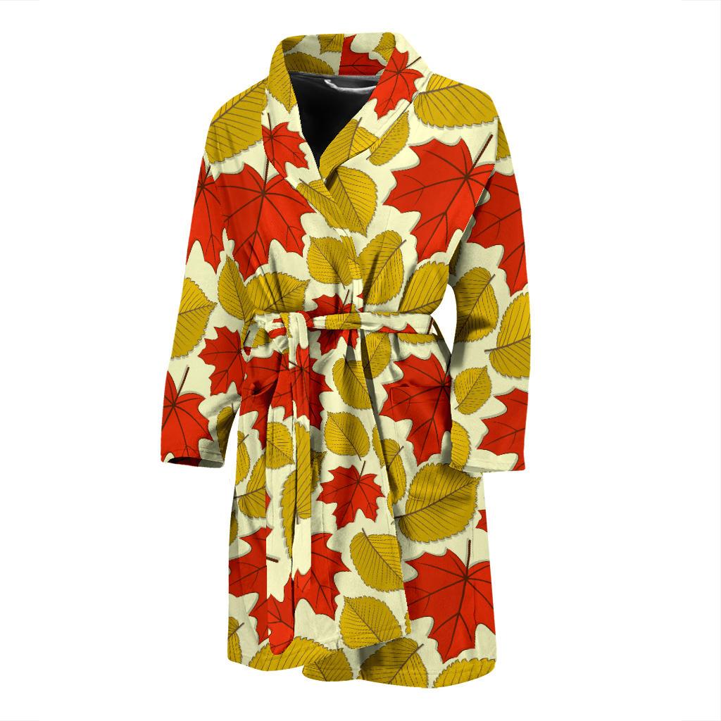 Elm Maple Leave Print Pattern Men Bath Robe-JTAMIGO.COM