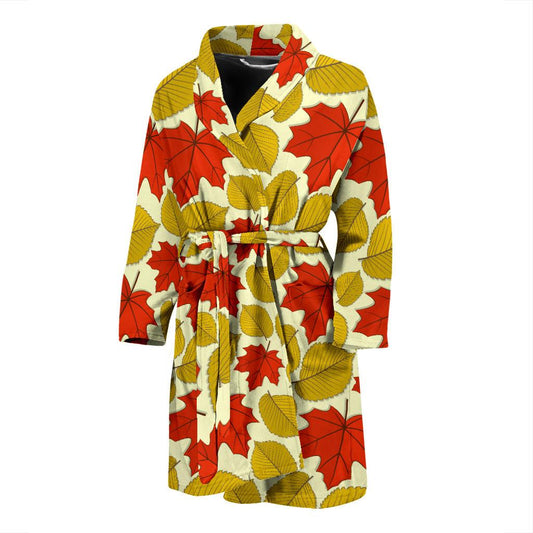 Elm Maple Leave Print Pattern Men Bath Robe-JTAMIGO.COM