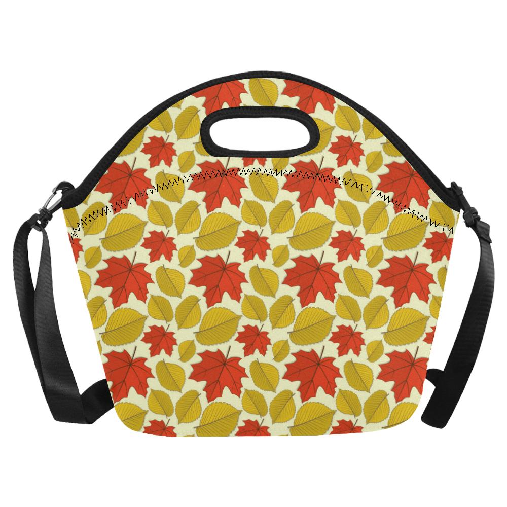 Elm Maple Leave Print Pattern Neoprene Lunch Bag (Model 1669)(Large)-JTAMIGO.COM