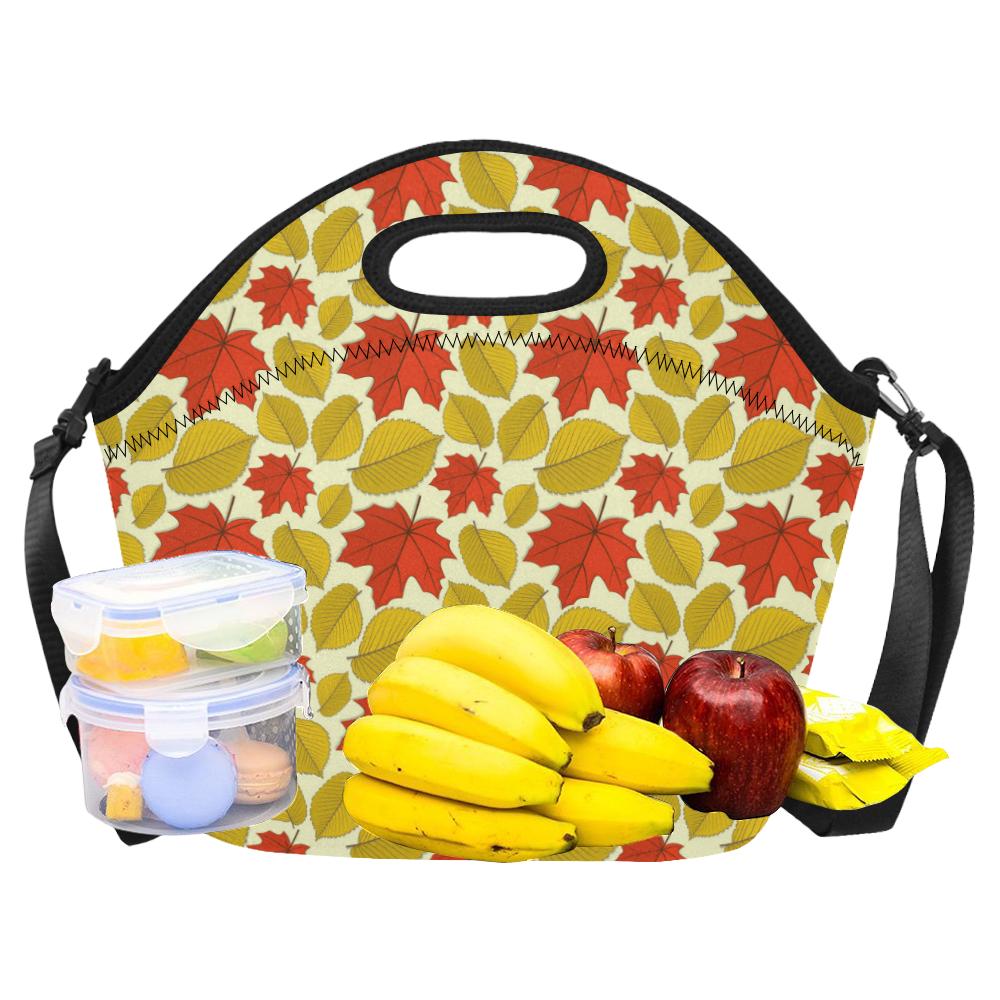 Elm Maple Leave Print Pattern Neoprene Lunch Bag (Model 1669)(Large)-JTAMIGO.COM